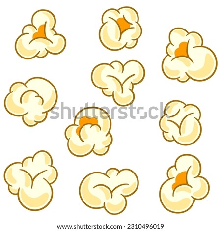 Set of popcorn. Image of snack food in cartoon style. Royalty-Free Stock Photo #2310496019