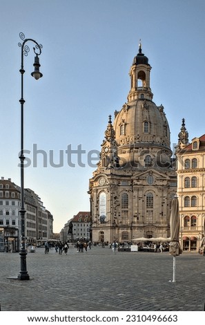 Woman church (germ.: Frauenkirche), protestant church in Dresden. Banner on the wall says: We can rebuild everything - but the climate!