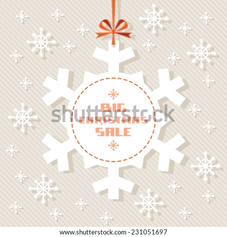 Vector snowflake tag - Christmas sale. Winter vintage background. Decorative illustration for print, web