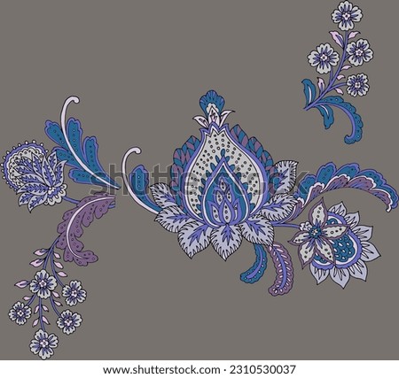 Beautiful drawing paisley art with warm colours draw pattern Illustration