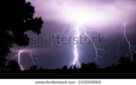 Lightning storm late at night.