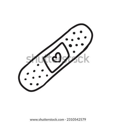 Hand drawn love plaster isolated on white background Royalty-Free Stock Photo #2310542579