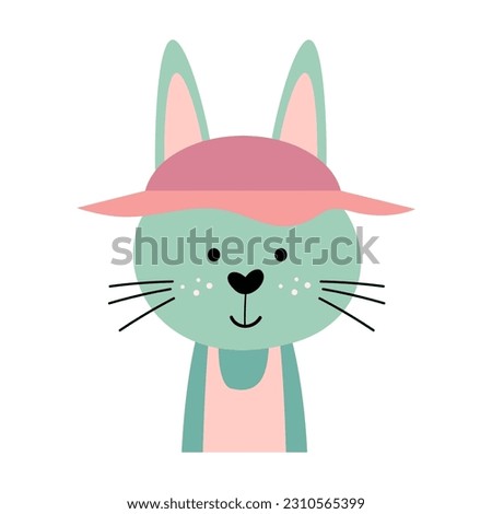Rabbit with summer costume . Wildlife animals . Vector illustration .