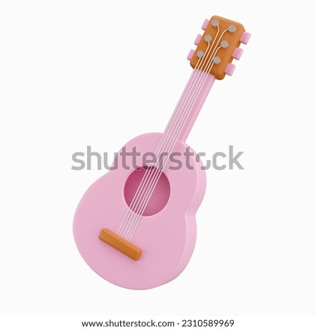 3d guitar. music class. Back to school and education concept. icon isolated on background, icon symbol clipping path. 3d render illustration.