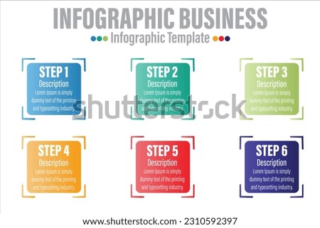 6 Steps Modern focus Timeline diagram with workflow presentation vector infographic. Infographic template for business.