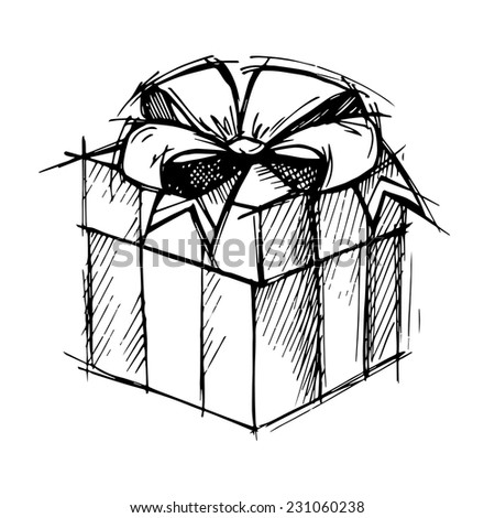 Hand drawn illustration - Magic gift box. Vector