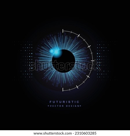 Digital eye, data network and cyber security technology, vector background. Futuristic tech of virtual cyberspace and internet secure surveillance, binary code digital eye or safety scanner Royalty-Free Stock Photo #2310603285