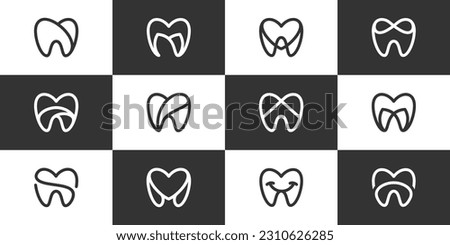 Collections of dental clinic logo design with line art style and simple minimalist design graphic vector illustration. Symbol, icon, creative. Royalty-Free Stock Photo #2310626285