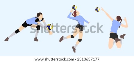 Volleyball girl athlete collection vector illustration