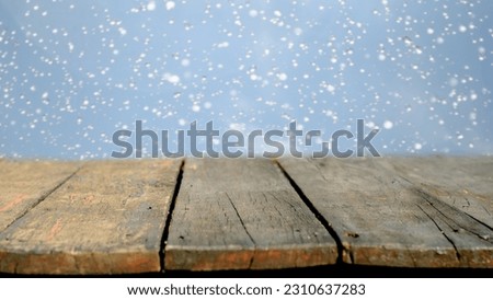 Wooden board on table with shadows, display podium for product mockups 3d trade show display advertising, Natural blurred water droplets defocused background 
