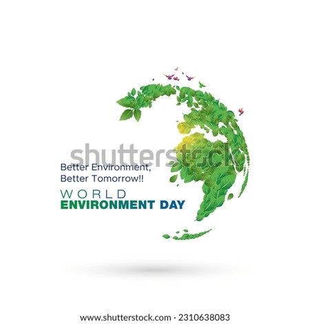Creative Concept of World Environment Day On White Background. 3D Vector illustration.