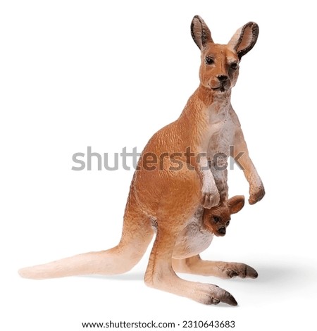 Miniature toy kangaroo animal on a white background