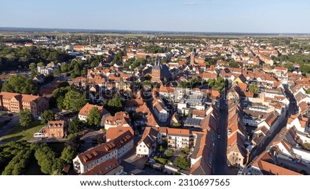 aerial view of the old town delitzsch in east germany