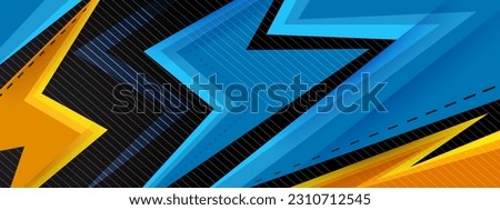 Abstract sports style banner in orange and blue colors. Sport car decal 