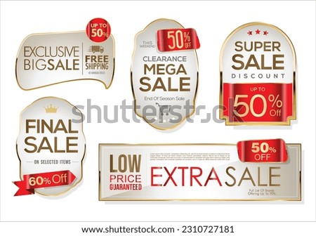 Super sale golden retro badges and labels collection  Royalty-Free Stock Photo #2310727181