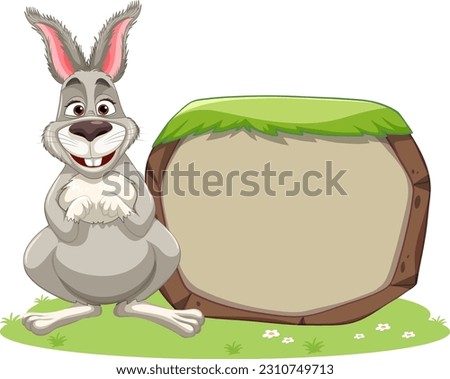 Funny Rabbit with Empty Banner Template illustration