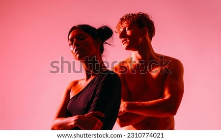 silhouette of man and woman. Couple in love. 