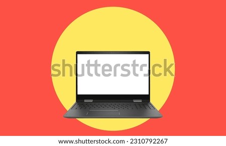 Creative collage ads and applications use laptop to messenger internet communication isolated on a red background. The concept of technology.