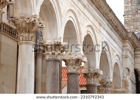 Detail of Peristil, ancient roman town square in Split, Croatia. Royalty-Free Stock Photo #2310792343