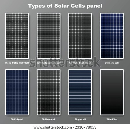Types of Solar Cell Panels. Graphic vector Royalty-Free Stock Photo #2310798053