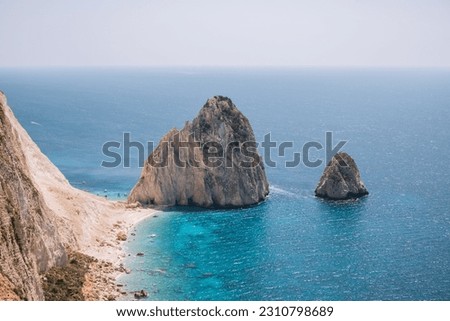 Turquoise greece waters in Myzithres, Keri Viewpoint in Zakynthos island, Greece