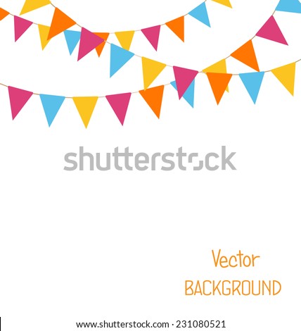 Multicolored bright buntings garlands isolated on white background Royalty-Free Stock Photo #231080521