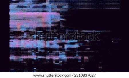 Trendy glitch pattern on dark background. Modern style vector. Abstract geometric elements Royalty-Free Stock Photo #2310837027