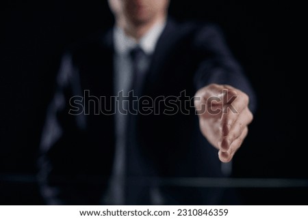 success to greeting, handshake and hand background for job concept