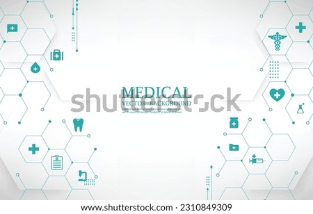 White modern medical vector wallpaper.geometric hexagon.medical icons.technology background.