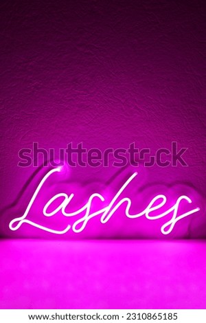 Pink neon sign lashes. Trendy style. Beauty style.  Neon sign. Custom neon. Home decor.