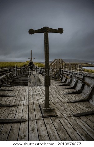 Replica of a Viking Longboat on the Island of Unst in the Shetland Islands