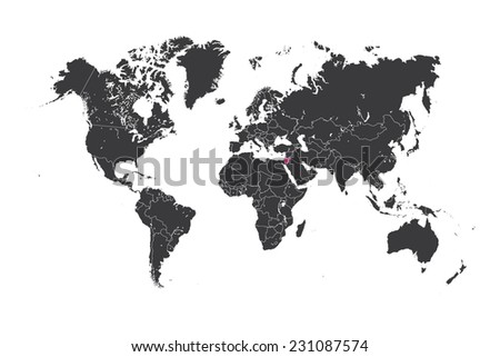 A Map of the world with a selected country of Jordan