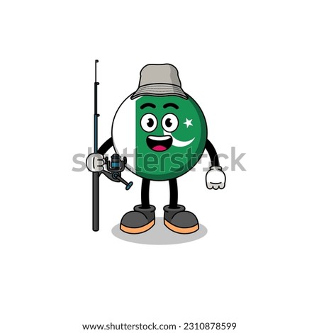 Mascot Illustration of pakistan flag fisherman , character design