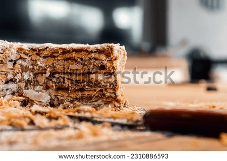 rogel cake thousand sheets of dulce de leche and traditional cookie from the center of argentina latin america Royalty-Free Stock Photo #2310886593