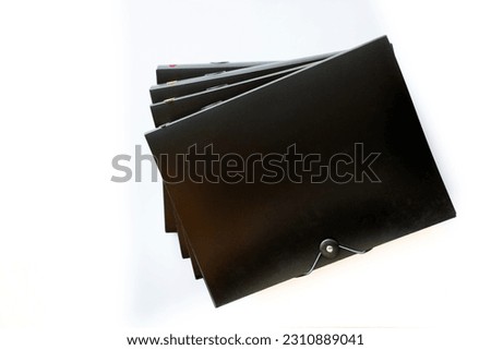 Folders with documents on isolated white background. Black folders white background. Office documents.