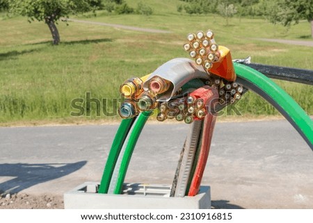 Construction site and Broadband cable to develop rural areas Royalty-Free Stock Photo #2310916815