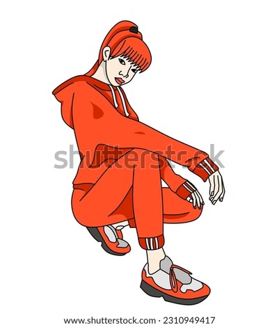 Vector illustration of Kpop fashion stage. Korean idol performing. K-pop female fashion idol. the female singer who was singing was wearing beautiful clothes. beautiful female model