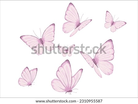 pink butterfl hand drawn design vector