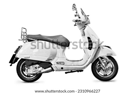 Retro motor scooter isolated white background Royalty-Free Stock Photo #2310966227
