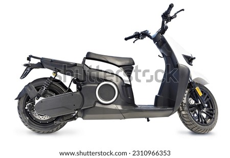 Electric motor scooter isolated white background Royalty-Free Stock Photo #2310966353