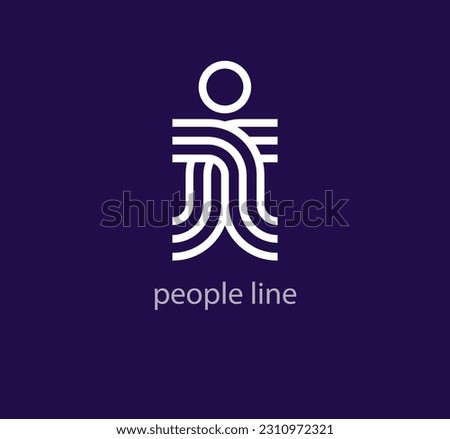 Linear human logo. Creative sport line logo template. vector