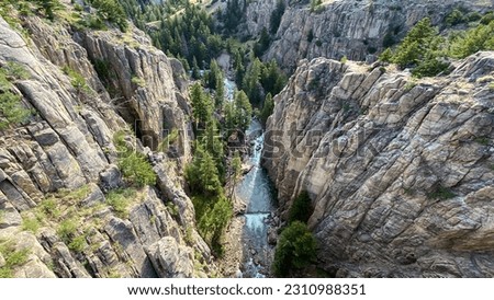 Sunlight Creek Bridge, Sunlight Creek Gorge, Wyoming Royalty-Free Stock Photo #2310988351