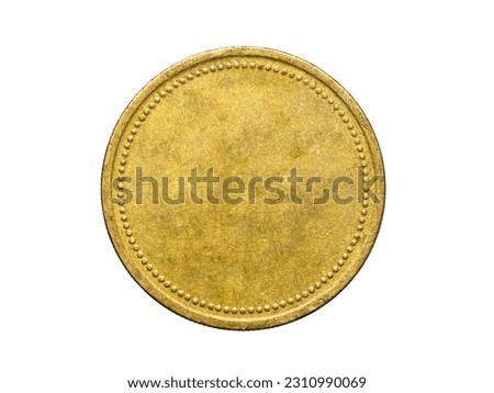 old empty gold coin on white isolated background Royalty-Free Stock Photo #2310990069