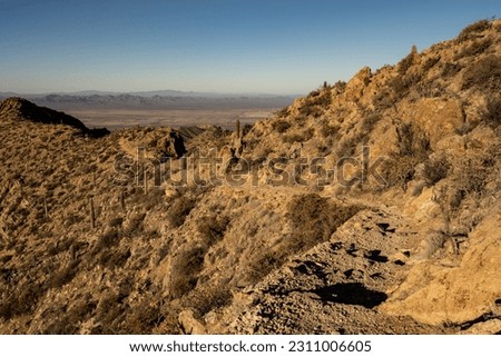 Empty Hugh Norris Trail Heading Down From Wasson Peak in Saguaro National Park Royalty-Free Stock Photo #2311006605