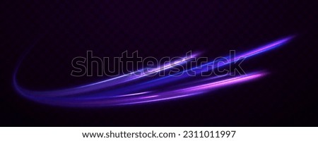 Beautiful glow light flare and spark. Red blue special effect, speed police line. Panoramic high speed technology concept, light abstract background. Royalty-Free Stock Photo #2311011997
