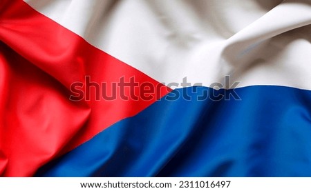 Fabric texture flag of Czech Republic. Flag of Czech Republic waving in the wind. Czech Republic flag is depicted on a sports cloth fabric with many folds. Sport team banner. Royalty-Free Stock Photo #2311016497
