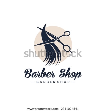 Haircut logo design with modern unique style idea