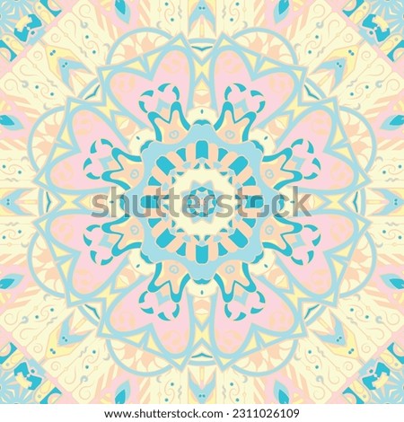 Seamless tile texture. Tracery mehndi design image. Ethnic doodle art. Curved doodling picture. Vector