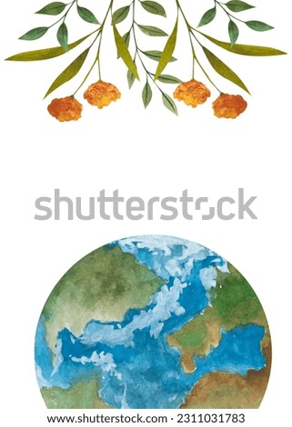 Planet Earth watercolor illustration. Symbol of life, nature, foundation, ecology, international events. Hand drawn watercolour painting on white background, isolated clip art element for design