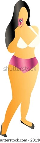 Woman Standing Swimsuit 4 Vector Illustration